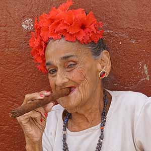 old woman smoking cigar