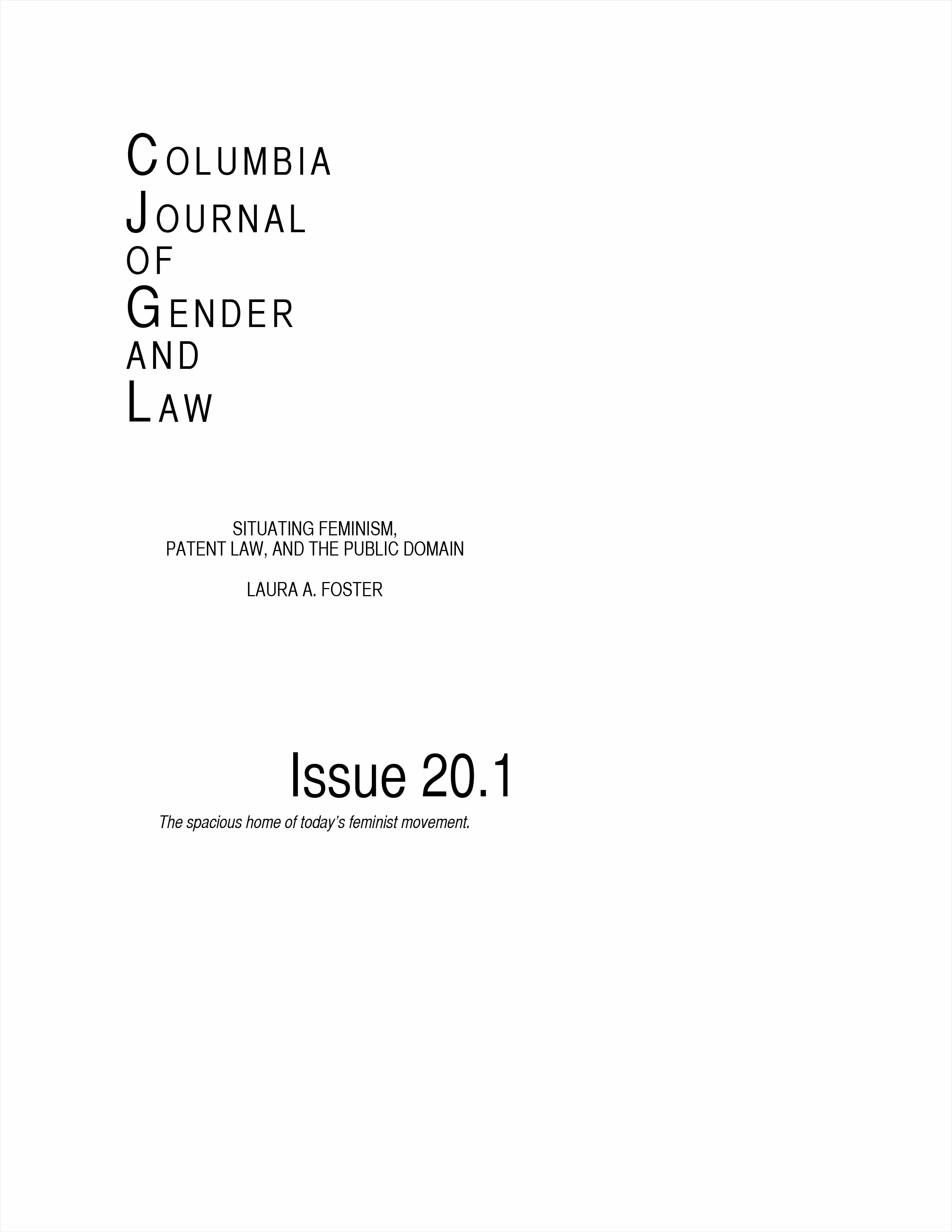 Situating Feminisms, Patent Law, and the Public Domain [Article]